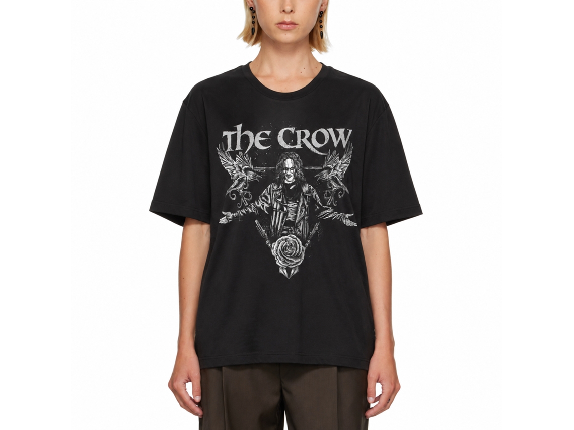 Rockinstone The Crow Crows And Rose Triangle Black T-shirt Size:m