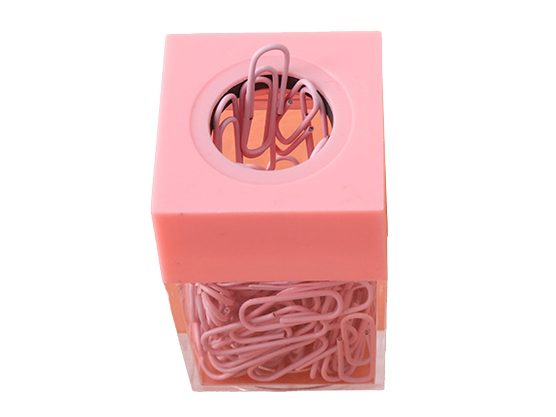 Dispensador De Clips Magnéticos De Grande Capacidade, Transparente, Organizador Para Escritório, Escola, Escritório, Cor Rosa