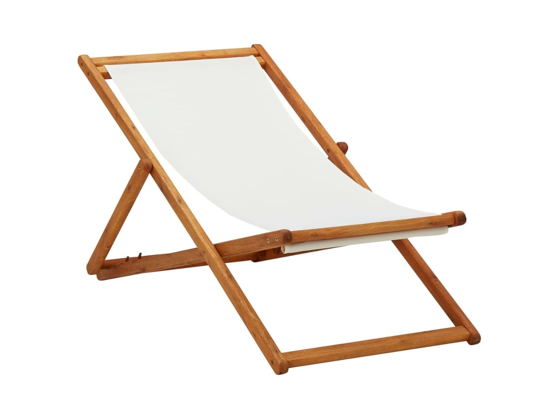 Cadeira Praia Dobrável Madeira De Eucalipto/tecido Branco Nata Dkd Home Decor