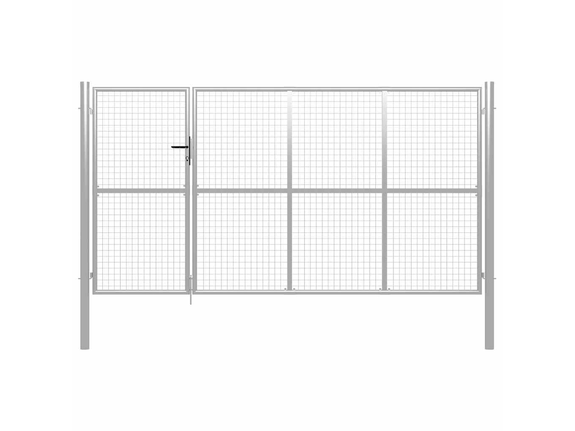 Vidaxl Portão De Jardim Em Aço 350 X 175 Cm Prata