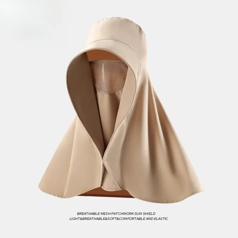 Chapéu solar feminino UPF 50+, aba extra larga, proteção 360°, tecido de secagem rápida, cáqui CZHHMART