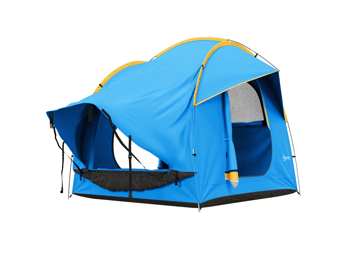Barraca de Camping com Carro MARCA 3 Portas Resistente 239x210x210cm Laranja+Azul