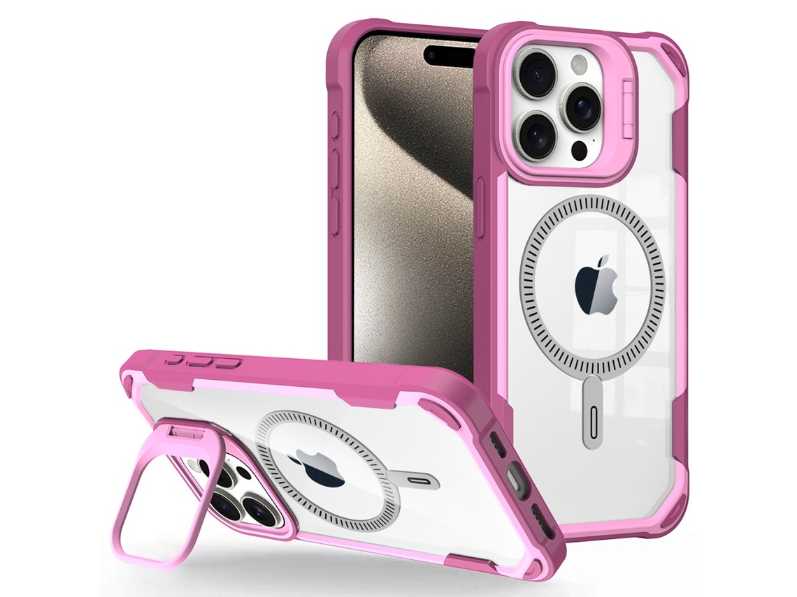 Suporte Casa Magsafe Para Iphone 14 Pro Max Pele Sintética Rosa