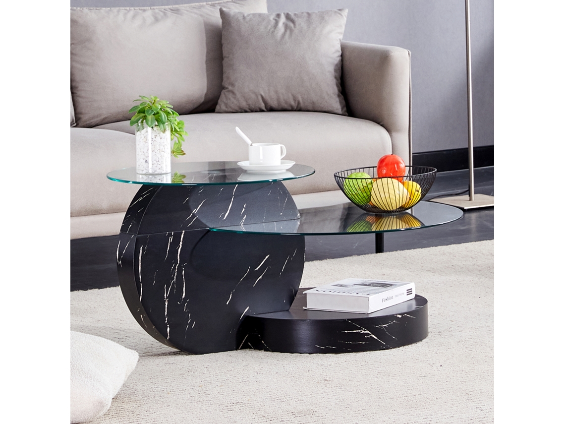 Mesa Centro Vidro Temperado Multicamadas Mdf Preto