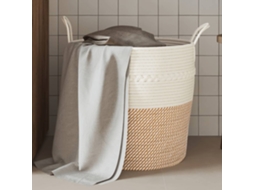 Cesto de Armazenamento Marrom e Branco Ø43x38 Cm em Algodão BRILVIBERA