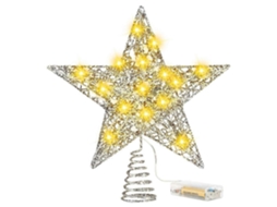 Estrela De Natal Com Glitter Em Pó E Led Para Decoração De Árvore De Natal Em Ferro. Hengjian