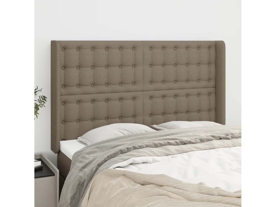 Vidaxl Cabeceira Cama Abas Tecido 147x16x118/128 Cm Cinza-acastanhado