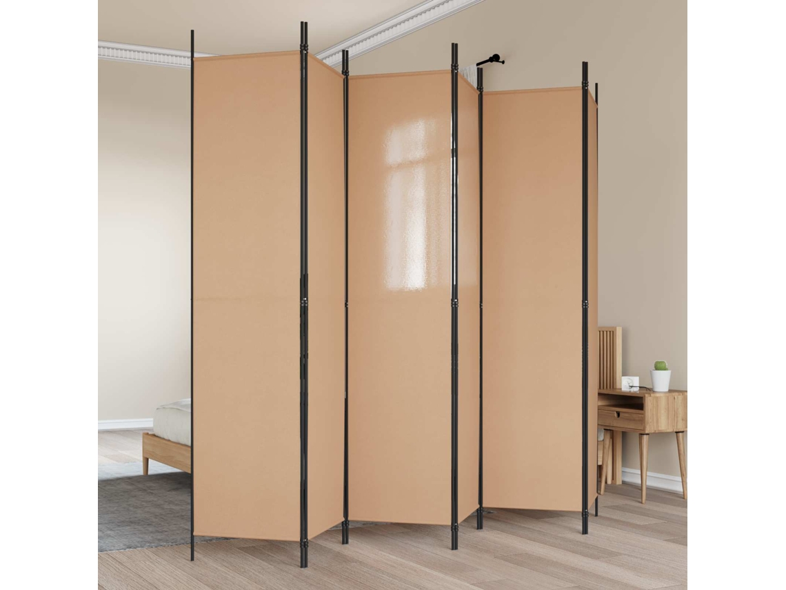 Vidaxl Divisória De Quarto De 6 Painéis Bege 300 X 220 Cm Tecido