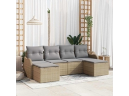 Vidaxl Conjunto de Sofá de Jardim 6 Pcs Bege Rattan Sintético