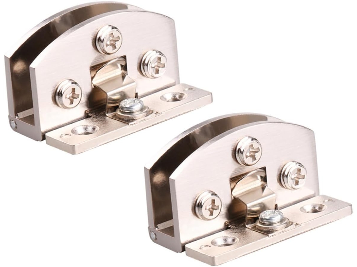 2 Dobradiças De Vidro Não Perfuradas Para Porta Armário, À Prova