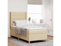 Vidaxl Cama Box Com Cabeceira Creme 90 X 190 Cm Tecido