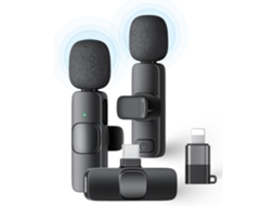 Dois Microfones De Lapela Sem Fio, Mini, Com Cancelamento De Ruído, Plug And Play.