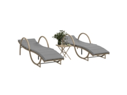 Vidaxl Espreguiçadeiras Com Mesa 2 Pcs Vime Pe Bege
