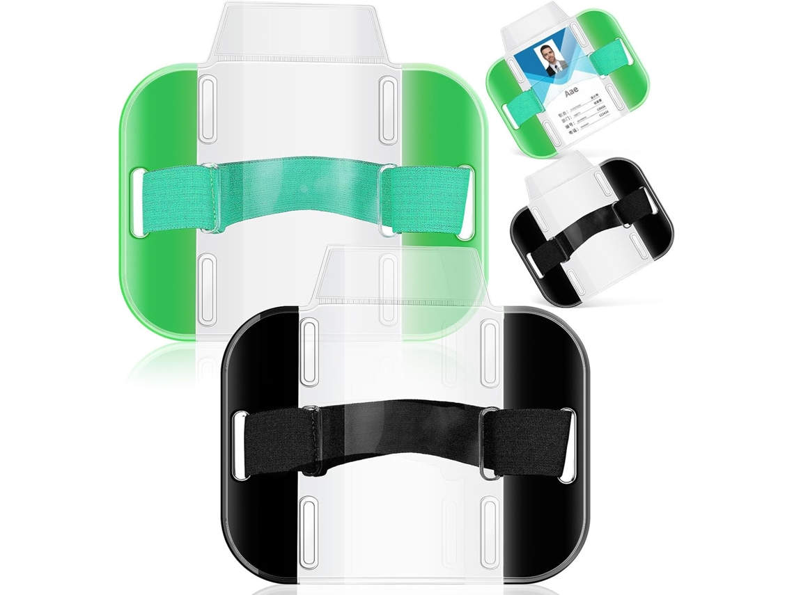 Conjunto De 4 Porta Crachás Braço Com Cordão Ajustável Em Pvc Para Seguranças E Fácil Transporte Cartões Identificação