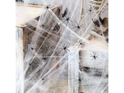 Teia De Aranha Halloween 700 Pés² 100g 20 Aranhas Reutilizável Poliéster/algodão