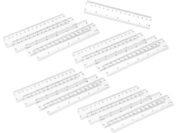 Réguas De Medição Retas De Plástico Transparente, 15 Cm, Pacote Com 25
