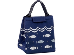 Bolsa térmica portátil para almoço, ideal para viagens, caminhadas e piqueniques, azul marinho.