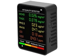 Detector de qualidade do ar 6 em 1 Slowmoose, PM2,5, PM10, HCHO, TVOC, CO2, formaldeído, monitor de ar para residências e escritórios