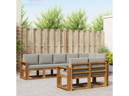 Vidaxl Conjunto De Sofás Para Exterior 8 Unid. Cinza Natural E Claro