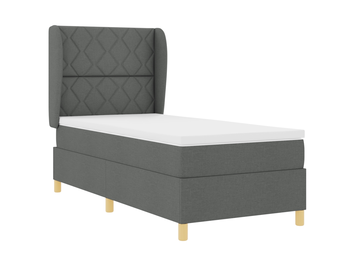 Cama Box Com Colchão Cinza Escuro Vidaxl Tecido (90x200 Cm)