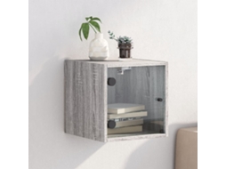 Vidaxl Mesa De Cabeceira C/ Porta De Vidro 35x37x35 Cm Cinzento Sonoma