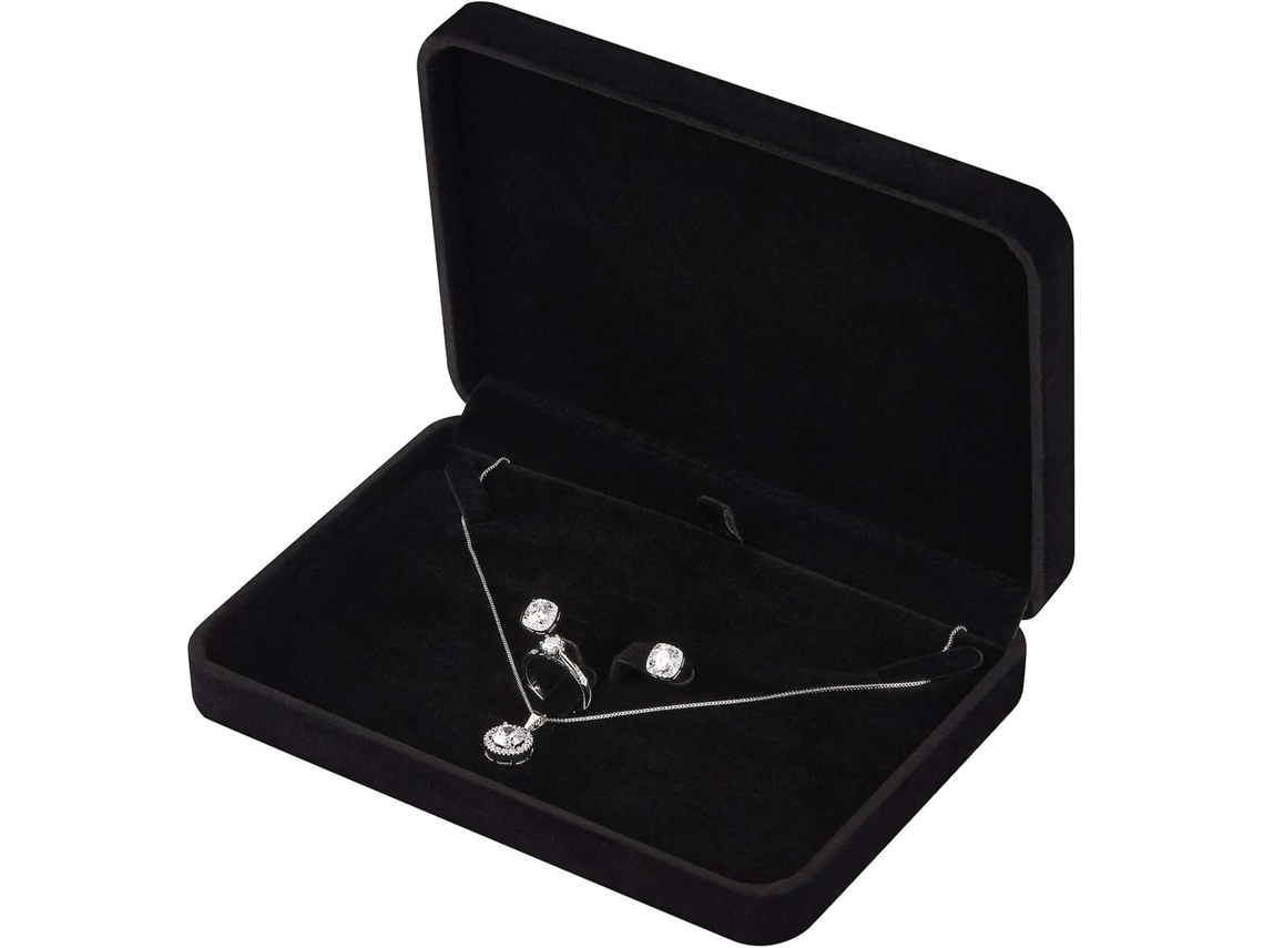 Conjunto Grande De Veludo, Colar Grande E Pingente Com Caixa De Presente Para Brincos, Colar De Pérolas/estojo Grosso Para Colar Slowmoose (preto)