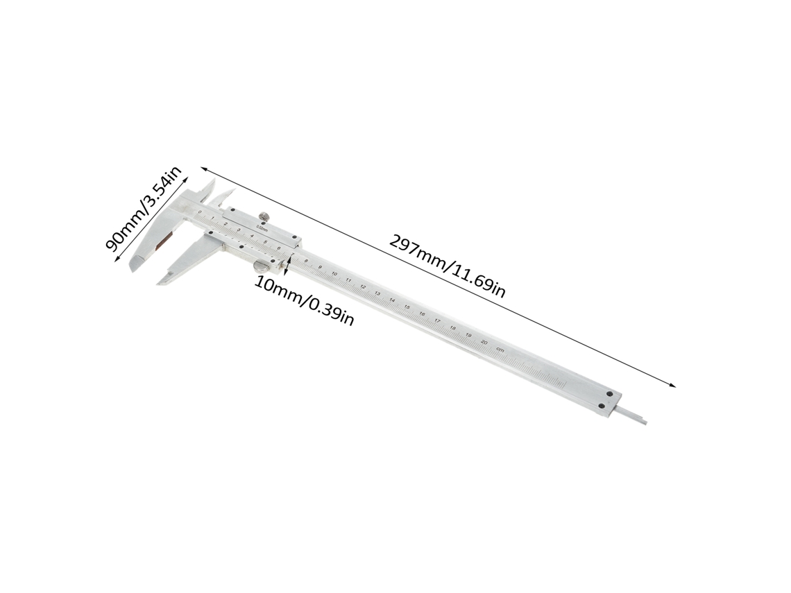 Paquímetro Vernier de Aço Carbono 0.200mm/0.8 polegadas, Precisão 0.001mm | S/MARCA