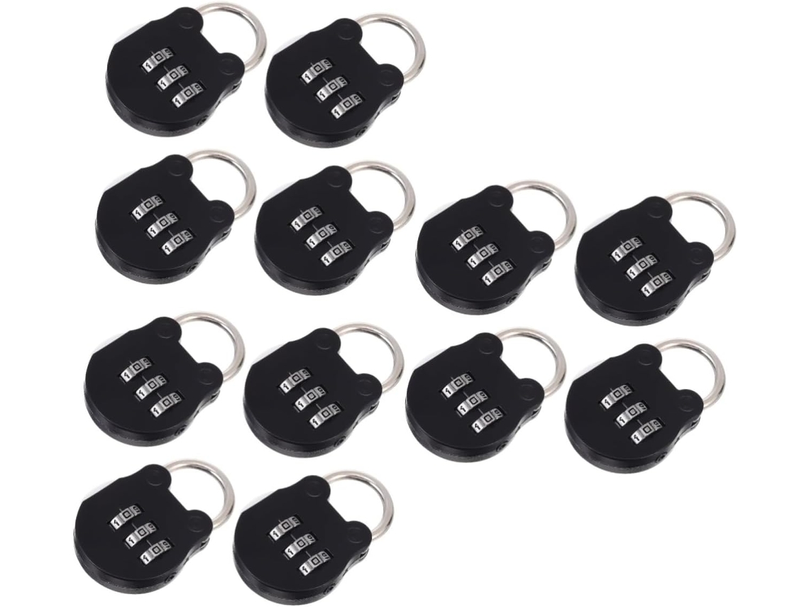 Conjunto De 12 Cadeados Combinação Com Três Dígitos Para Uso Em