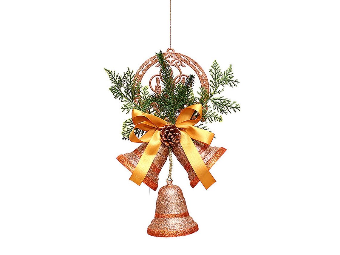 Decoração De Natal Laxiscreed Com Sino Dourado, Guirlanda E Enfeite De Parede Ou Porta