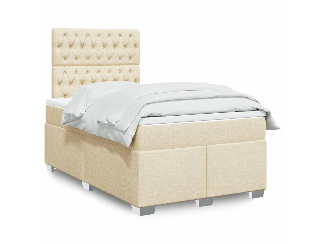 Vidaxl Cama Boxspring Com Colchão 120x190 Cm Tecido Cor Creme