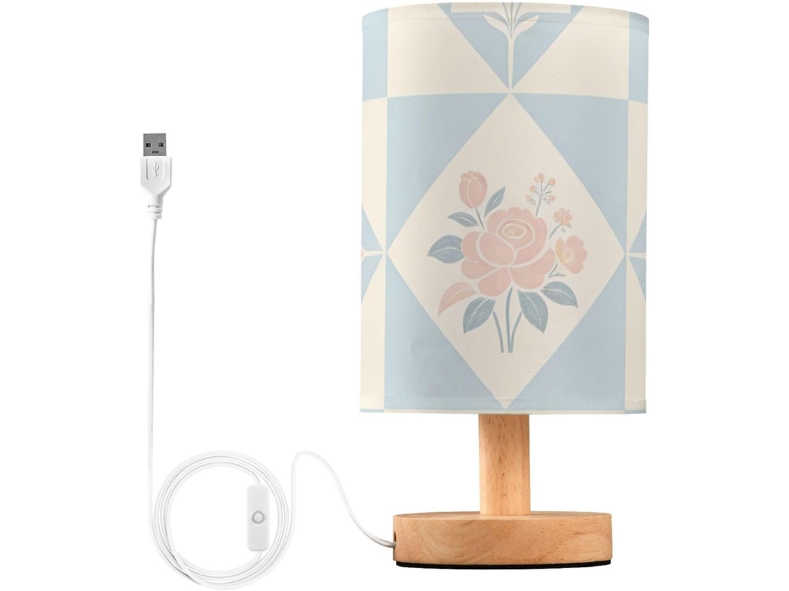 Luminária de mesa Yuiboo com luzes florais suaves e entrada USB para iluminação noturna do quarto.