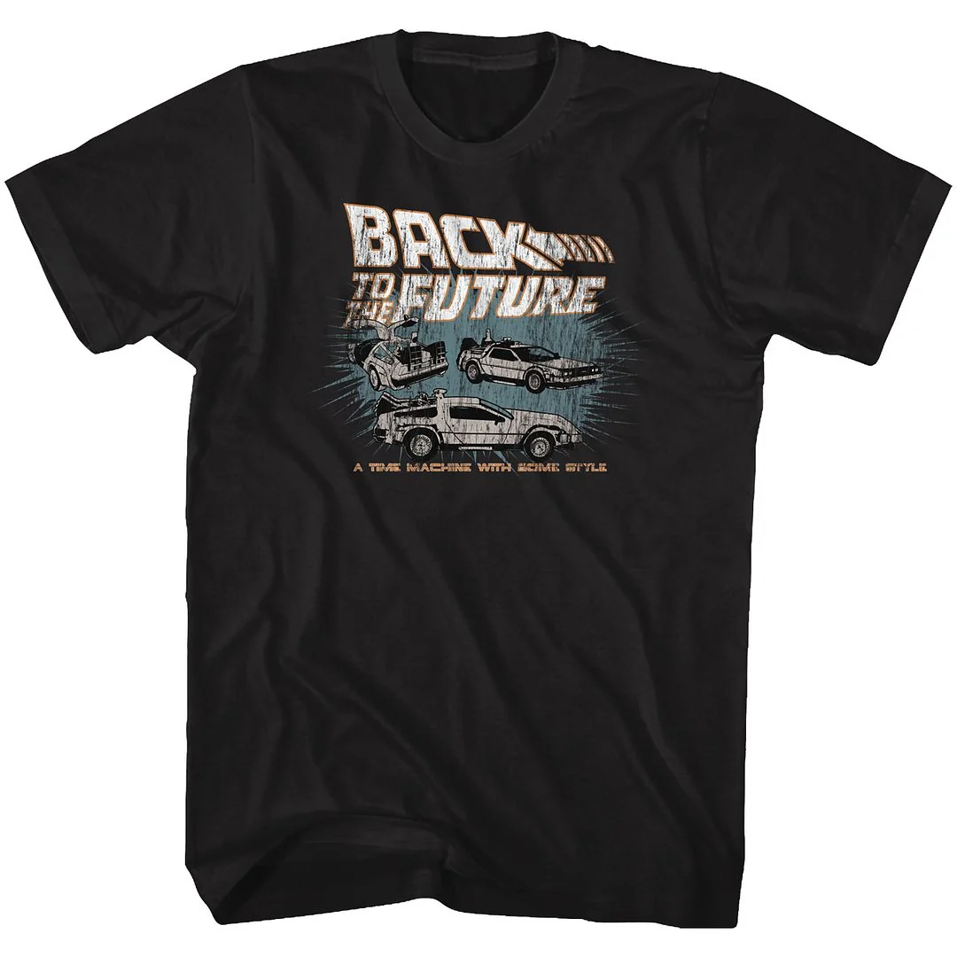 Rockinstone Back To The Future Movie Cars Black Adult T-shirt Size:m