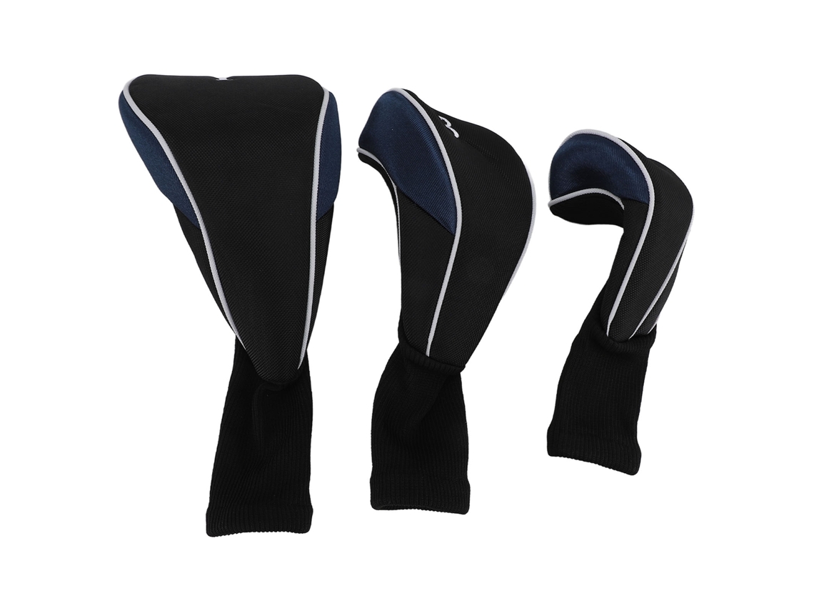 3pcs Capas Para Cabeça De Taco De Golfe Para Driver E Fairway Woods Com Pescoço Longo Elástico Azul