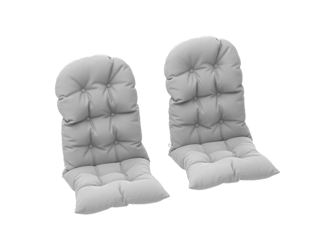 Conjunto de 2 Almofadas para Cadeiras Adirondack com Amarras de Segurança, Design Macio e Espesso com Capitonê, Cinza Claro. PONTOCASA