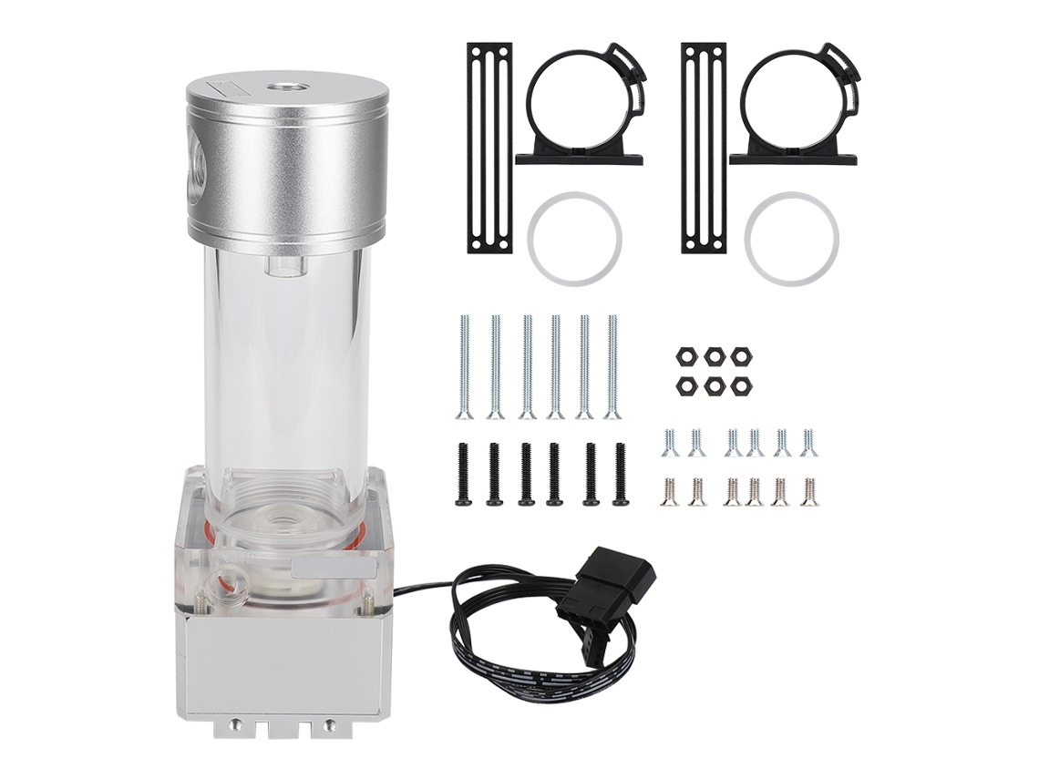 Conjunto De Bomba E Tanque De Resfriamento De Água Para Computador Integrado Pub Fs6ma-19 Silver Com Proteções