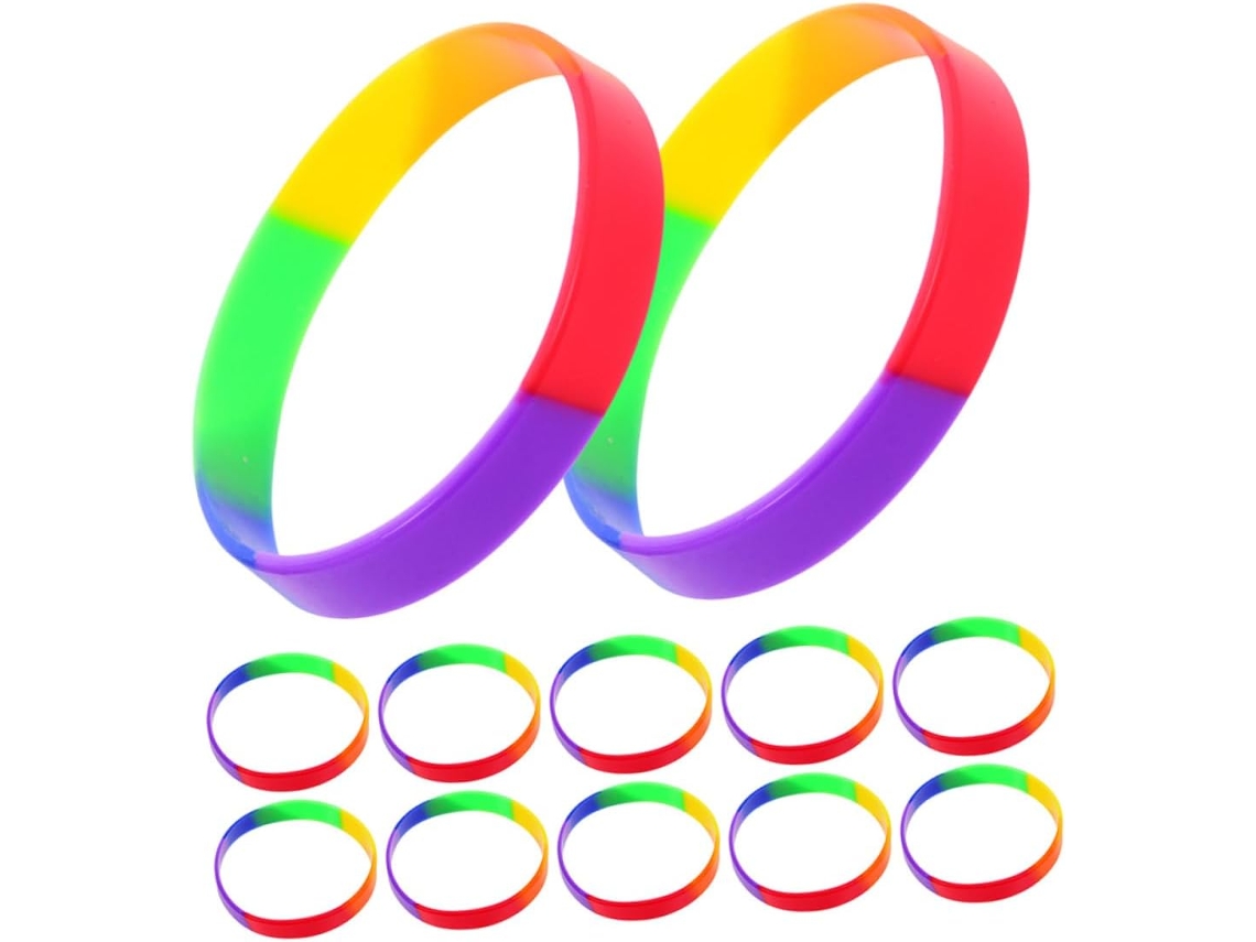 Conjunto de 42 pulseiras de silicone para festivais do Orgulho LGBTQIA+, acessórios coloridos para eventos LGBTQIA+.