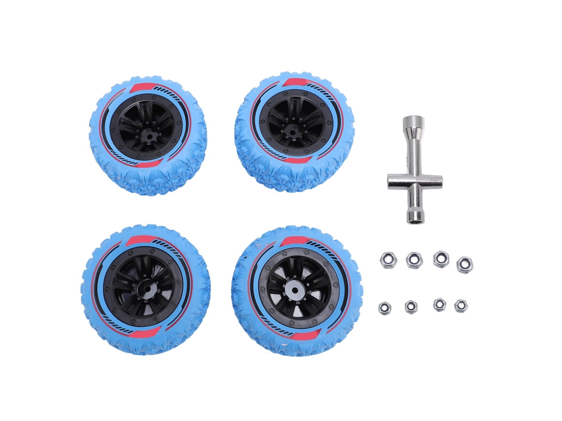 Mali conjunto de 4 Pneus de Carro Rc com Parafusos M3 M4 Borracha Universal para Crawler 1/14 1/16 Azul