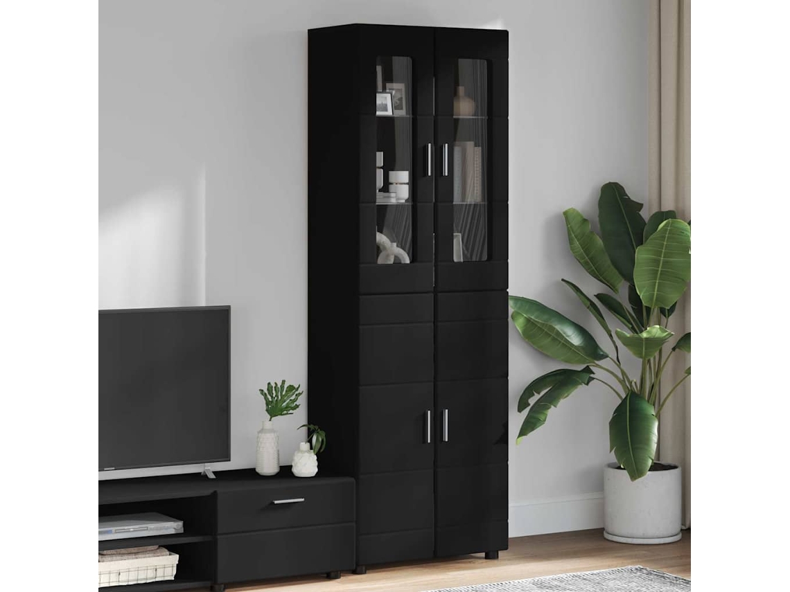 Vidaxl Buffê Florin 60 X 35 X 182 Cm Preto Derivados De Madeira