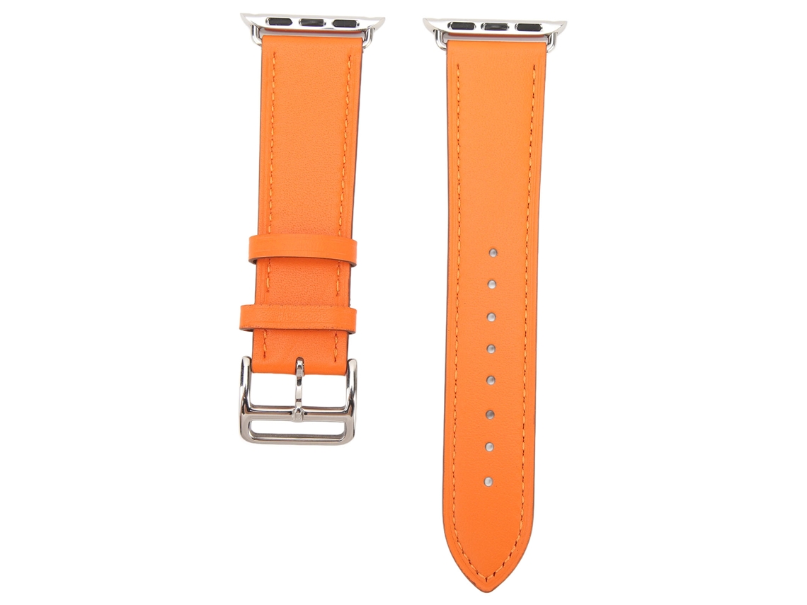 Aetheria pulseira de Couro para Smartwatch Universal Iwatch Series Se 8 7 6 5 4 3 2 1 38mm 40mm 41mm Laranja