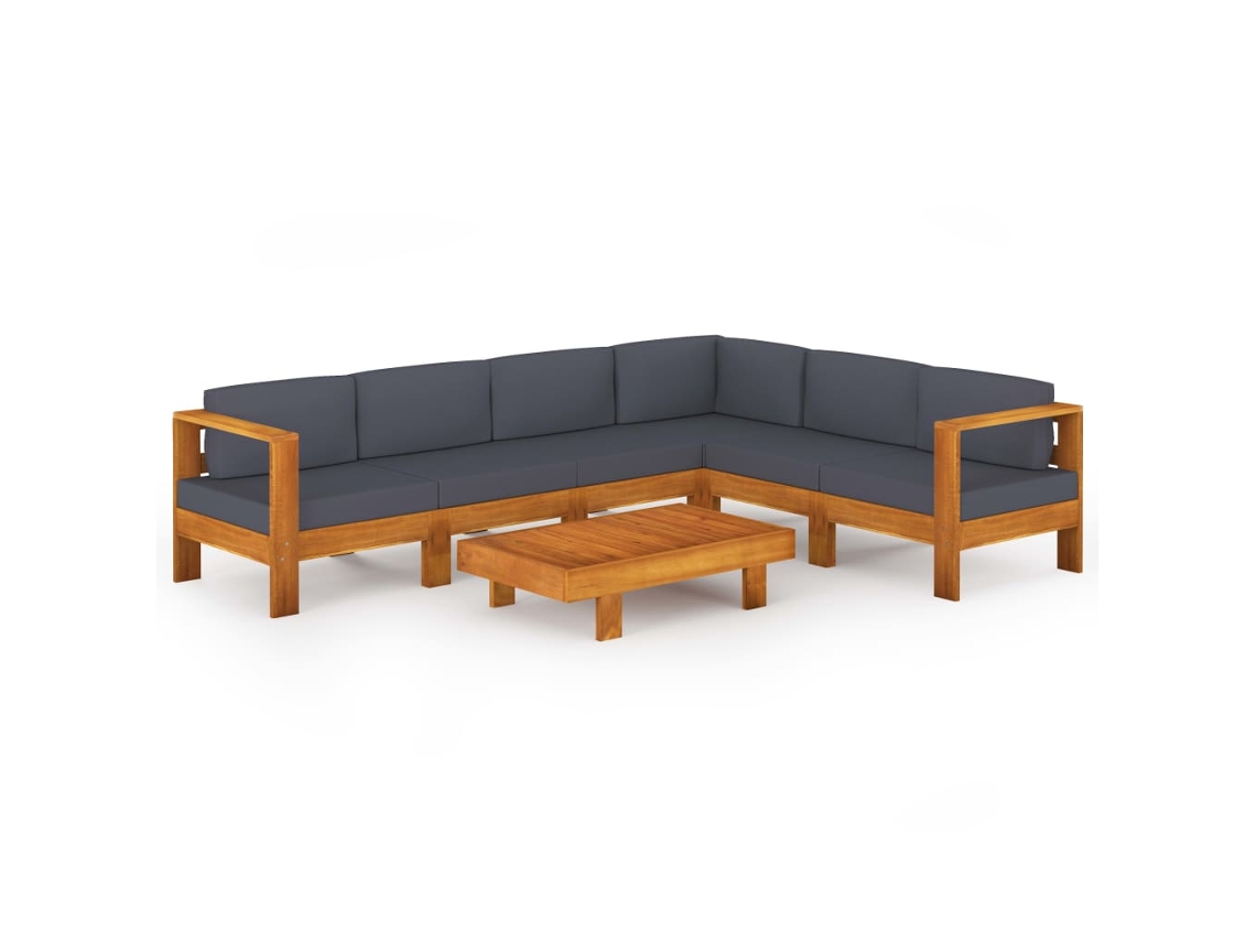 Maison Exclusive - 7 Pcs Conj. Lounge De Jardim C/ Almofadões Cinza-escuro Acácia