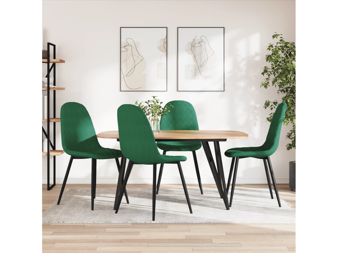 Vidaxl Cadeiras De Jantar 4 Pcs Veludo Verde-escuro