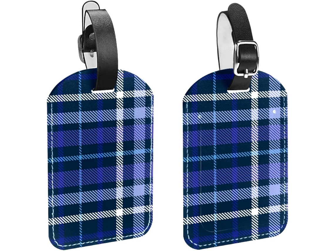 Conjunto De 2 Etiquetas Bagagem Em Imitação Couro Azul