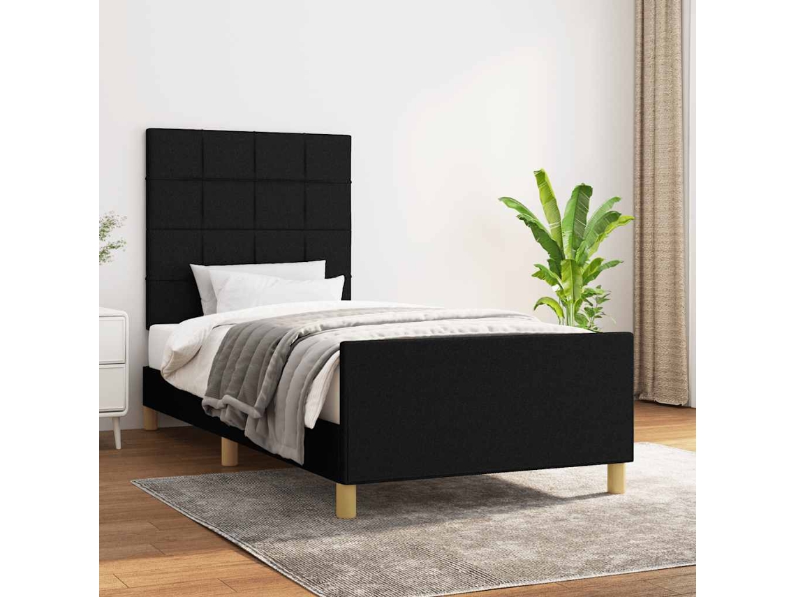 Vidaxl Estrutura De Cama Sem Colchão 90x200 Cm Tecido Preto