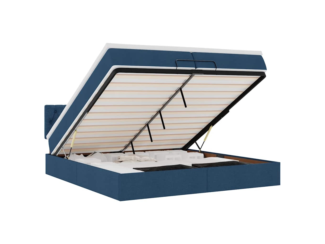 Ottoman Bed Frame, Ottoman Bed Frames Vidaxl Azul Tecido (200 X 200 Cm)