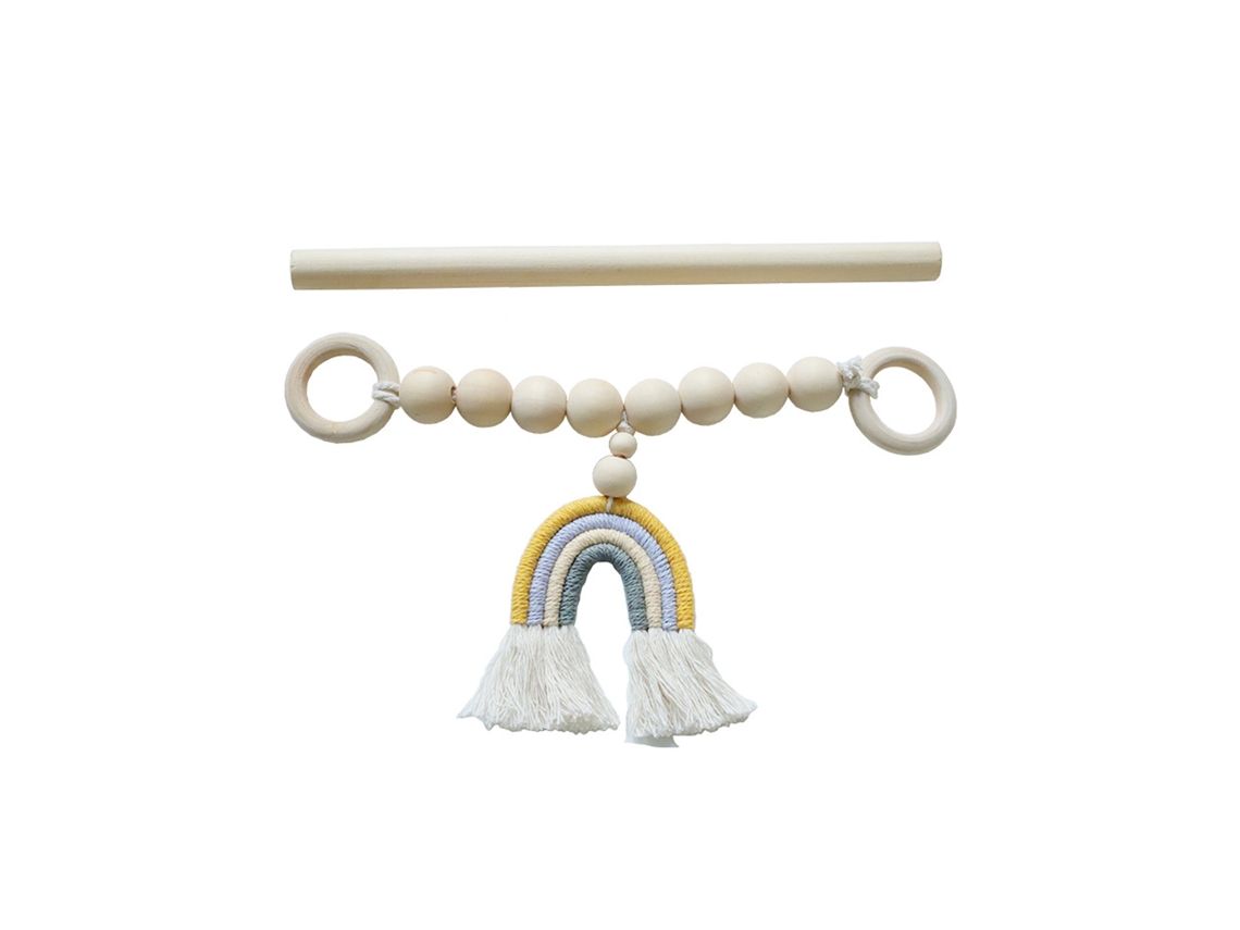 Laxiscreed: Tira De Fixação Com Franja Trançada Arco-íris E Contas De Madeira Para Cortinas
