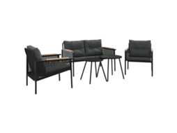 5 Pcs Conjunto Mobiliário de Varanda com Almofadões Aço Preto MAISON EXCLUSIVE