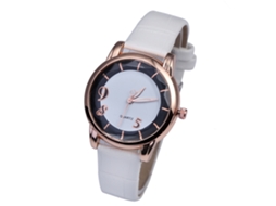 Relógio de Pulso Feminino Zhoulianfa Zlf0280 Couro Pu Simples Quartzo Branco