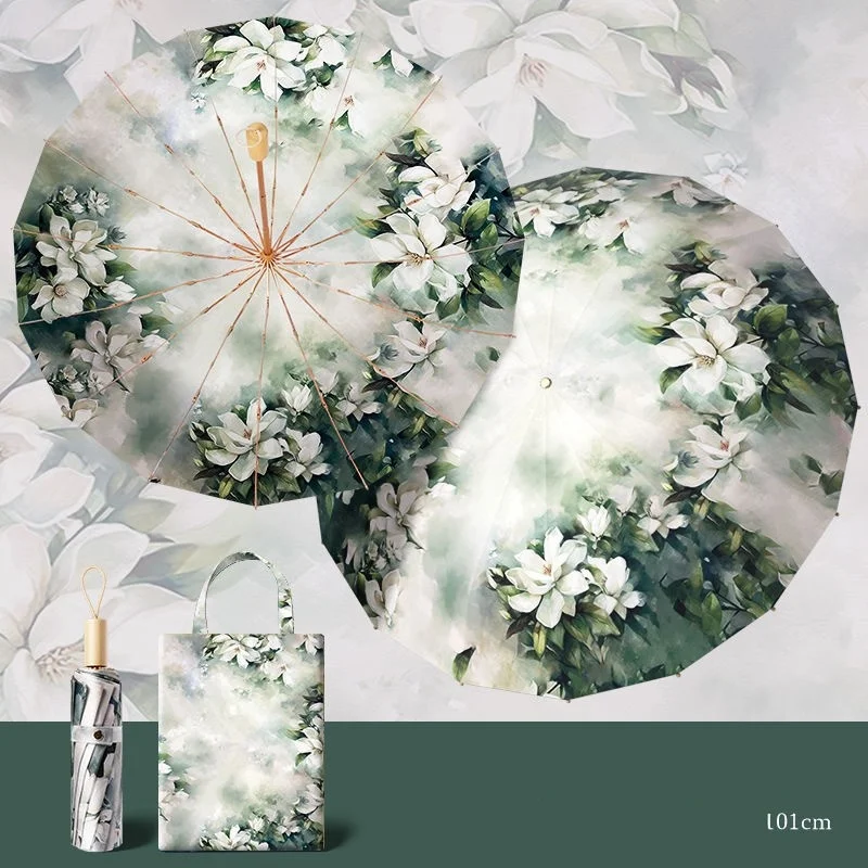 Guarda chuva Extragrande MDUG gardenia Petal 16k em Liga de Alumínio com Revestimento Duplo e Patchwork
