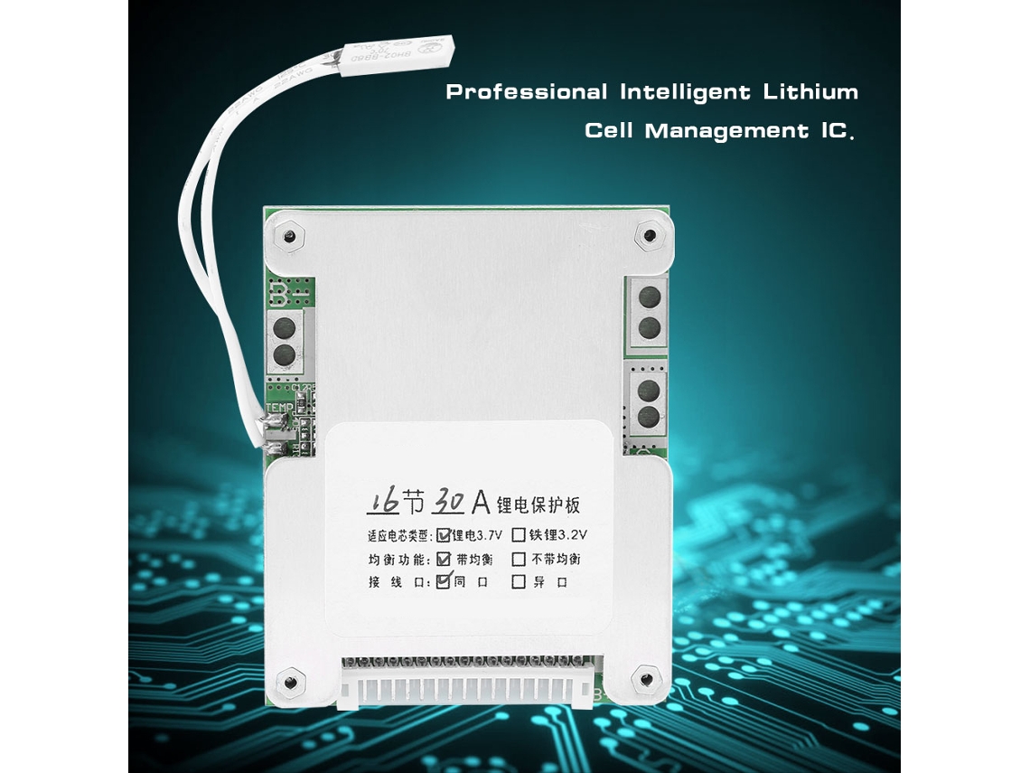 Laxiscreed Placa De Proteção Para Bateria De Lithium 16s 30a Com Carregamento Balanceado
