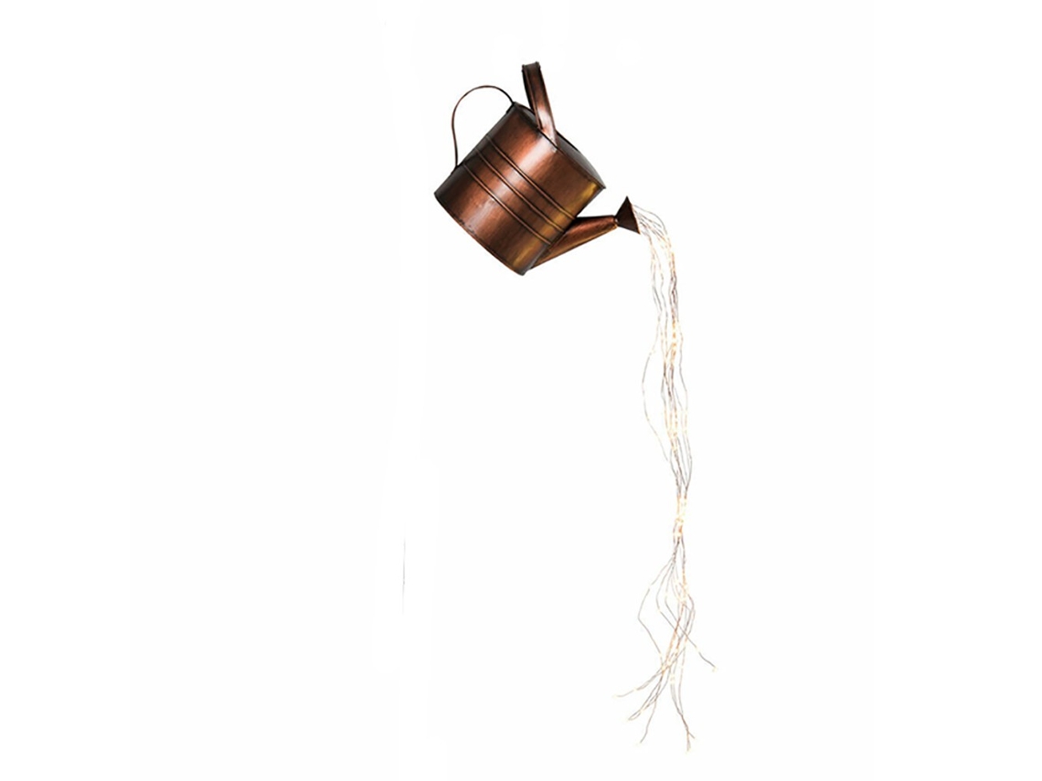 Iron Star Watering Can Com Light, Garden Art Decor, 30cm